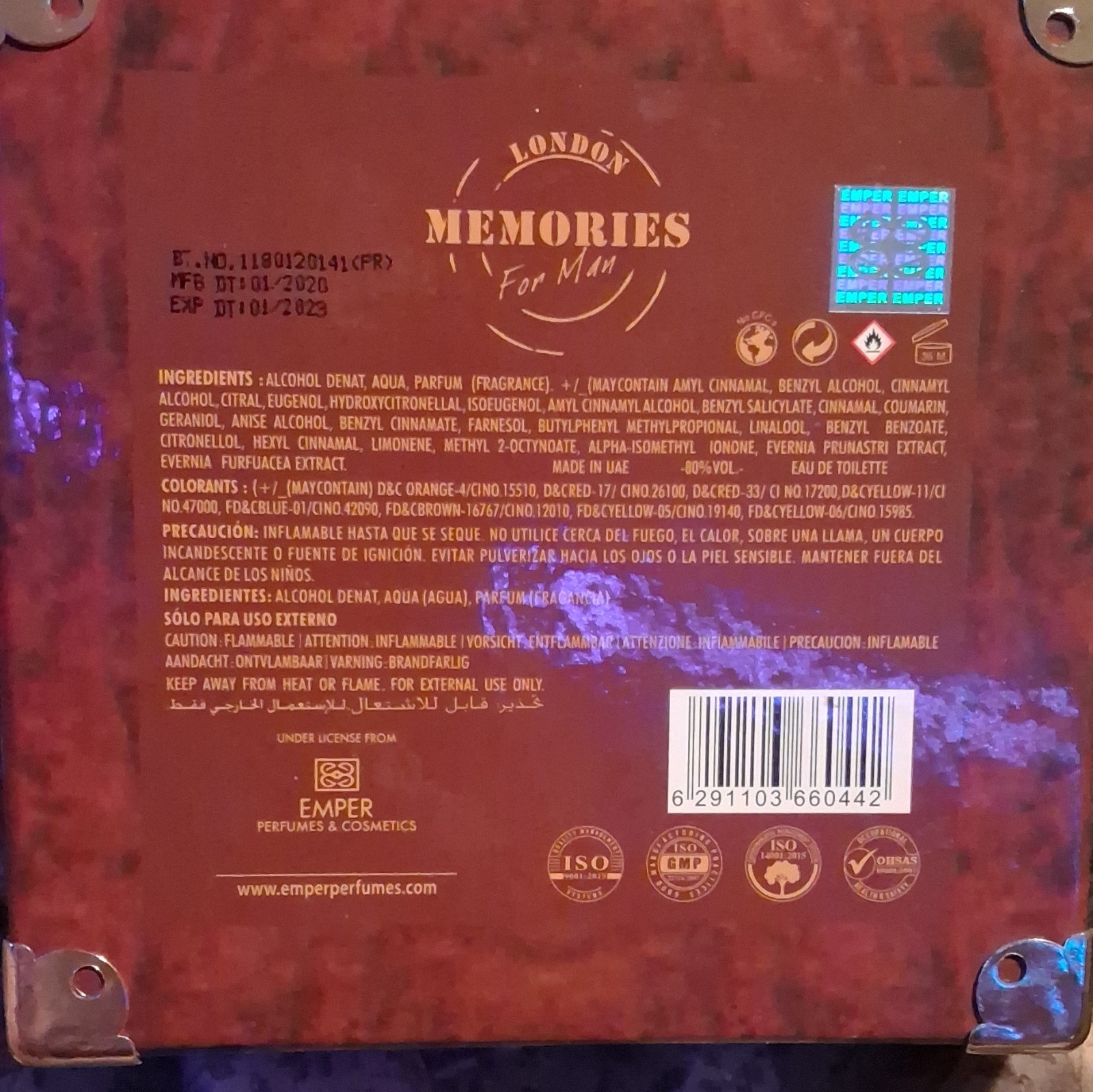 Emper London Memories for Man Eau de Toilette Spray, 100 ml Regular Size Cedar