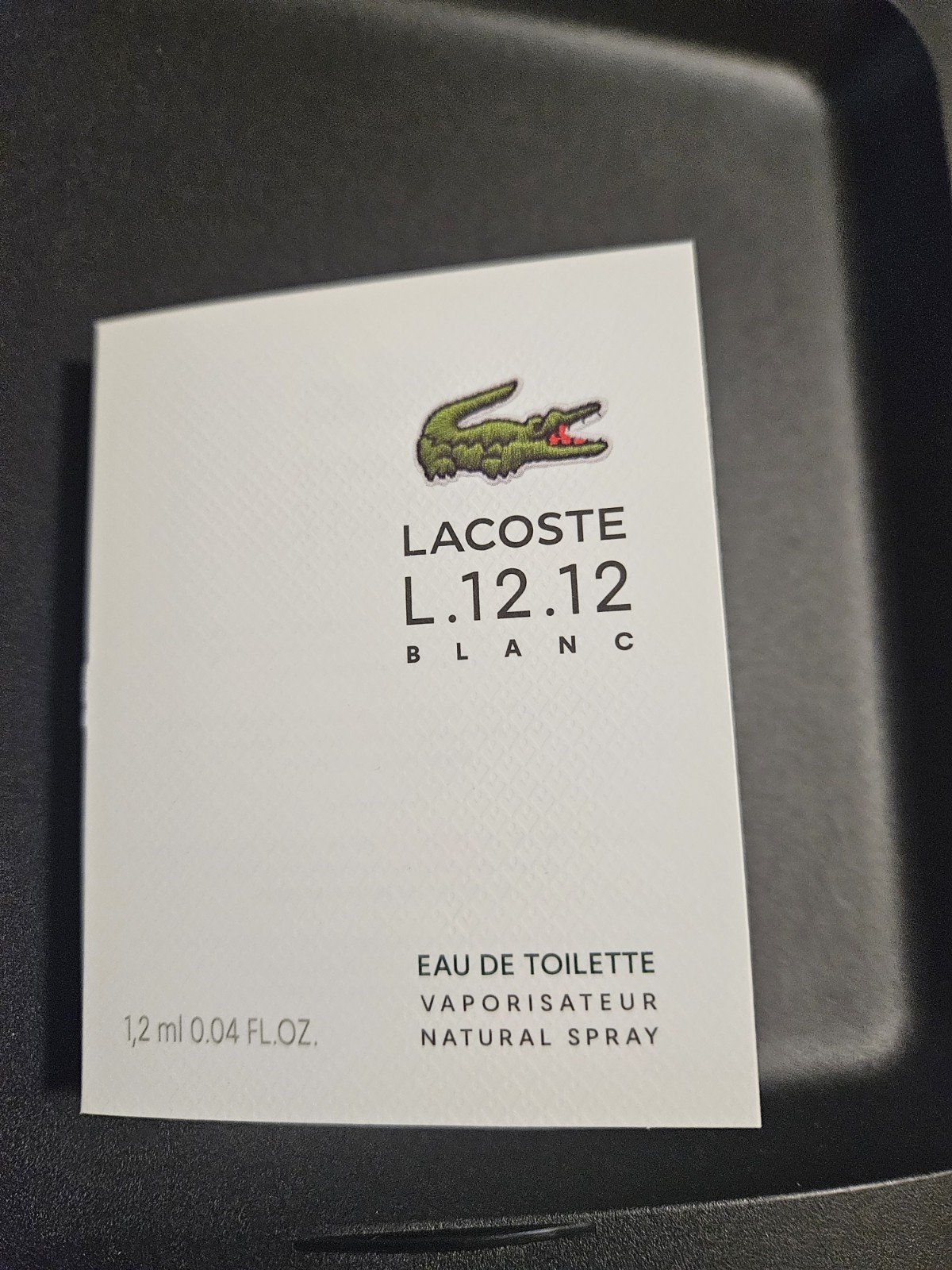 Lacoste L.12.12 Blanc Eau de Toilette Sample Spray- .04oz, 1.2ml- New in Card