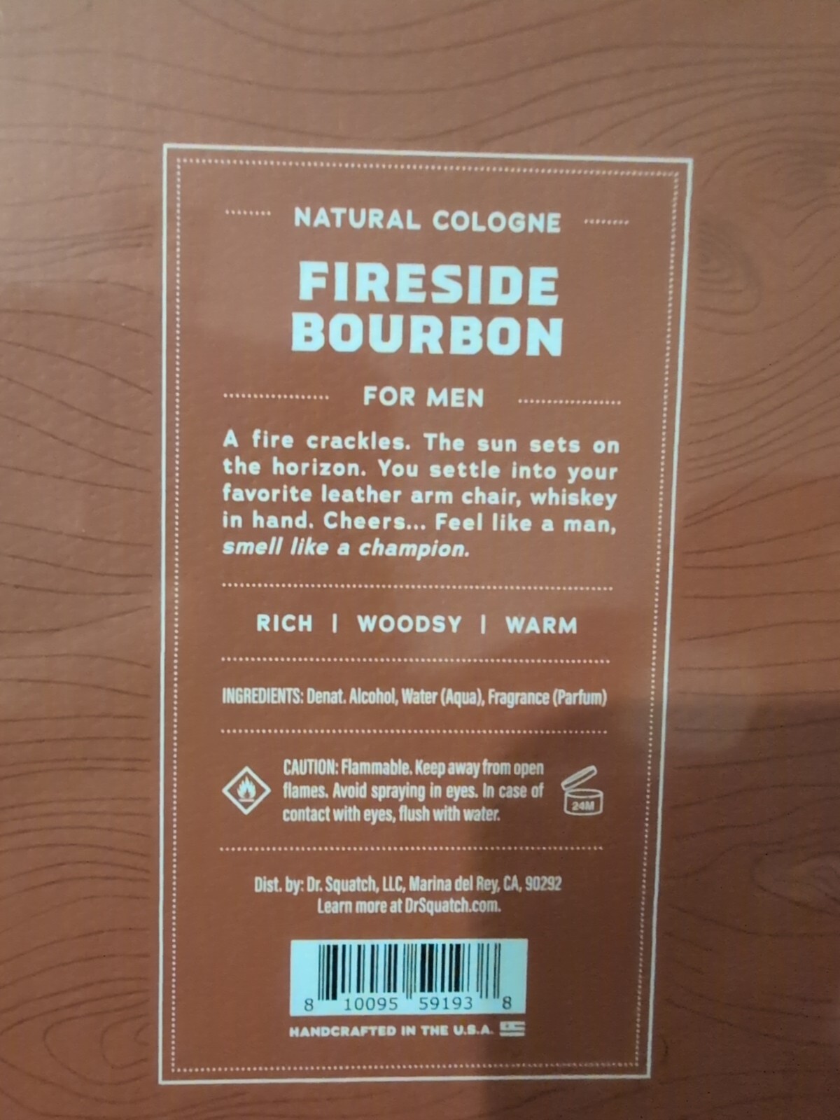 New! Dr. Squatch Fireside Bourbon Natural Cologne For Men 1.7fl oz (50ml) Sealed