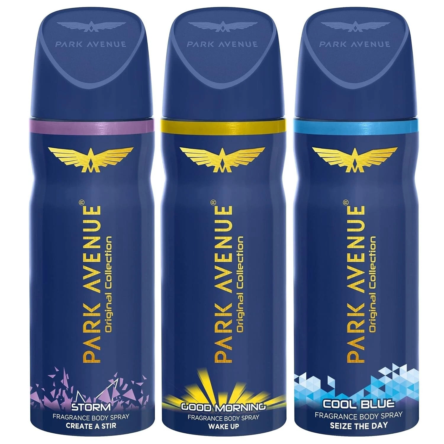 Park Avenue Deodorant For Men Long-lasting Aroma Cool Blue, Good Morning & Storm