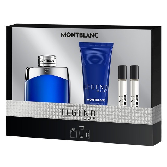Montblanc Men’s Legend Blue 4pcs EDP Gift Set Fragrances 3386460154376