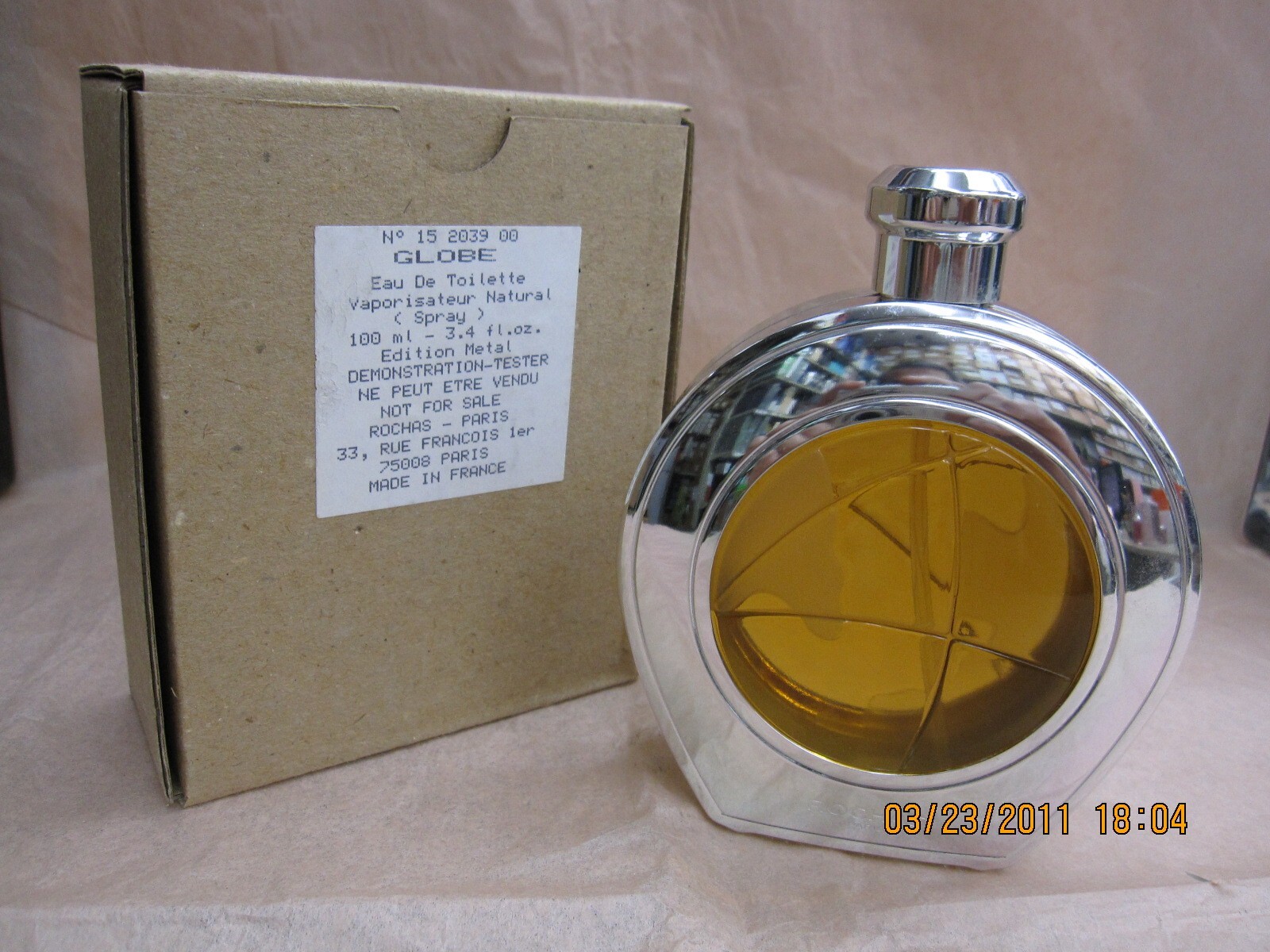 GLOBE MEN by ROCHAS PARIS 3.4 oz / 100 ML EDT Spray… Metal Case In T ester Box