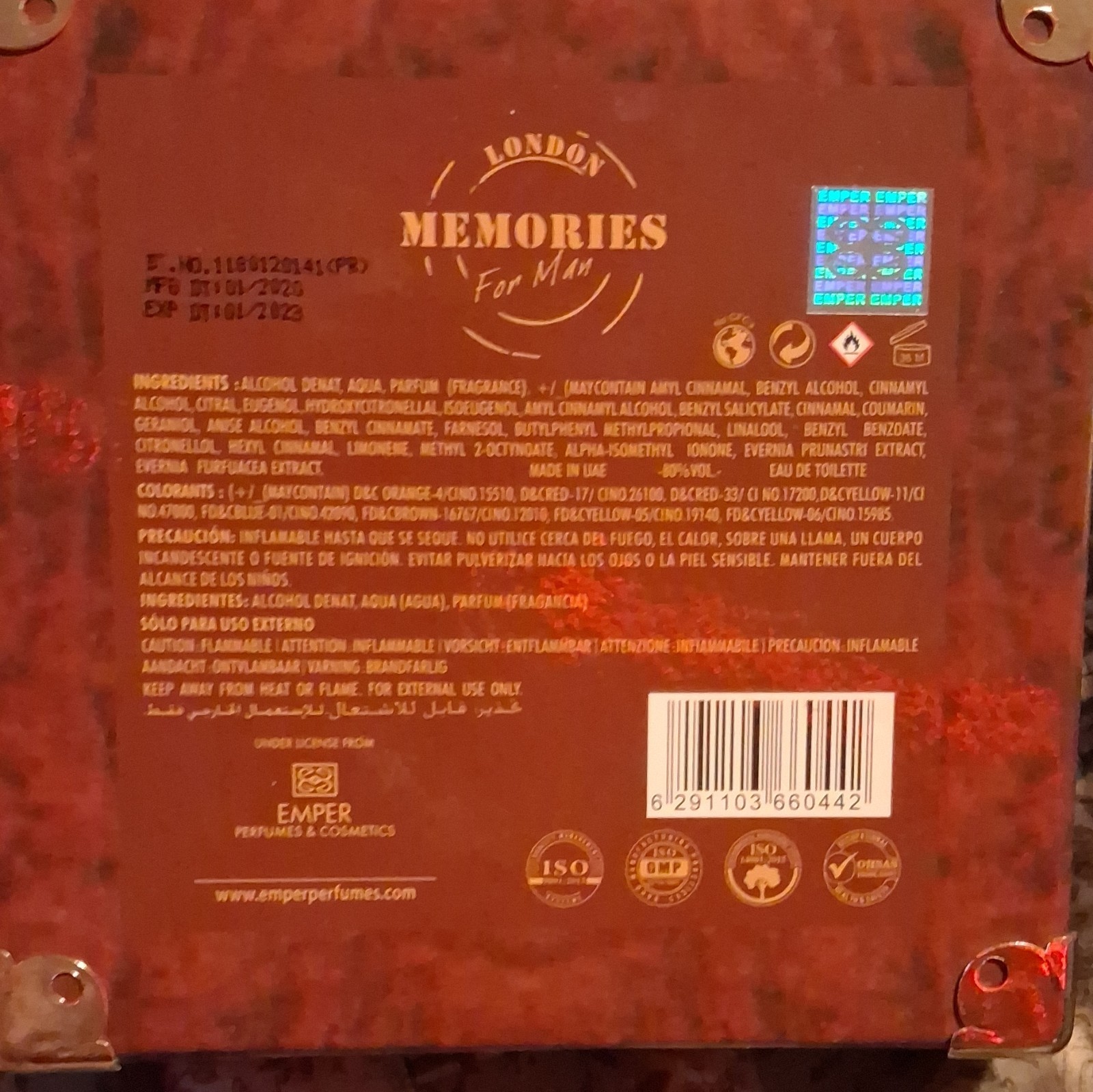 Emper London Memories for Man Eau de Toilette Spray, 100 ml Regular Size Cedar