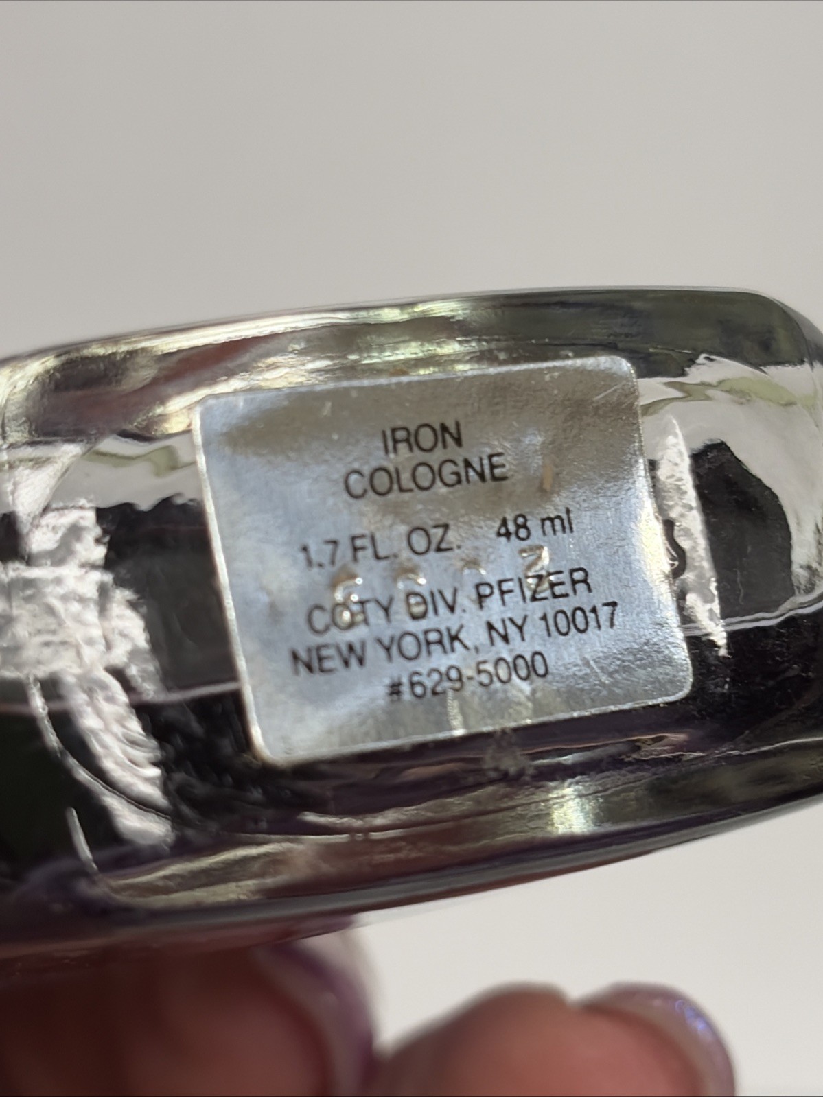 Vintage IRON Cologne 1.7 Fl Oz Coty Div. Pfizer N.Y, N.Y.