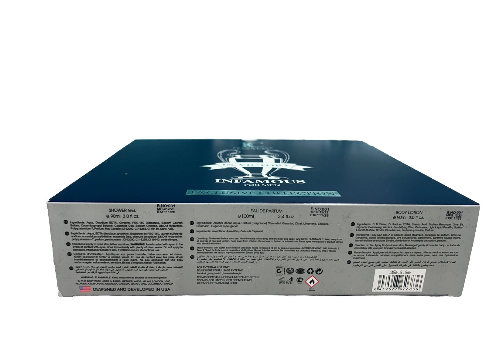 Fragrance Couture In-victory Infamous For Men 3pcs Gift Set Exclusive Collection