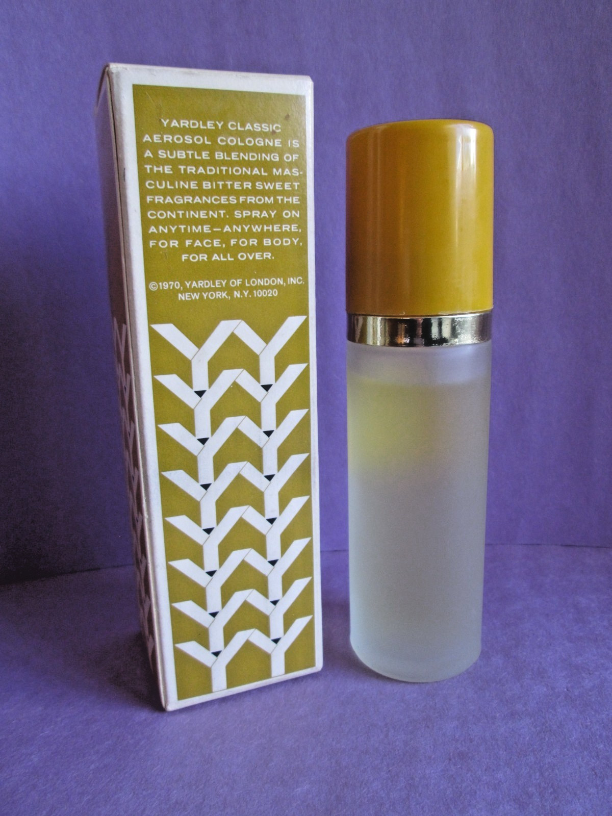 YYY Yardley Classic Aerosol Cologne Men Spray 1970s Vintage 2 oz New in Worn Box