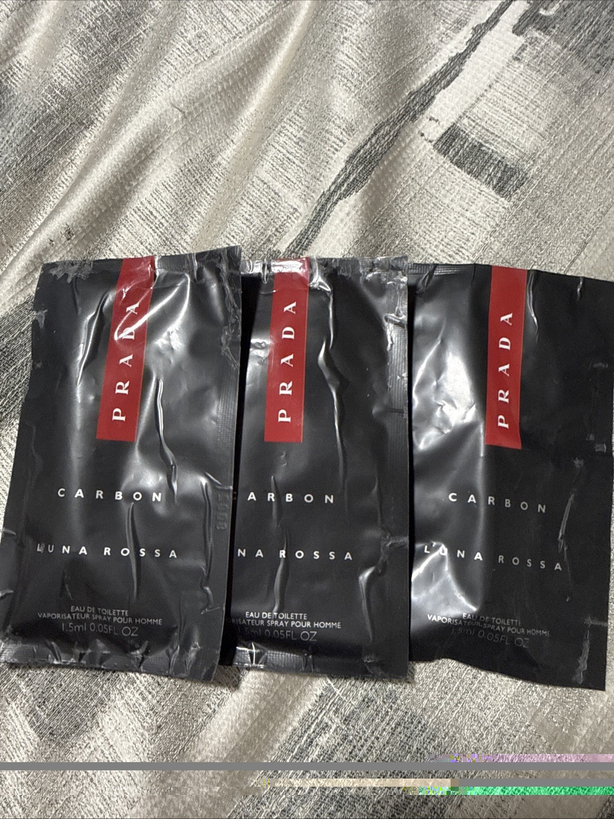 3 Pcs) PRADA CARBON Luna Rossa EDT 0.05OZ-1.5ML SPRAY SAMPLE VIAL (C92