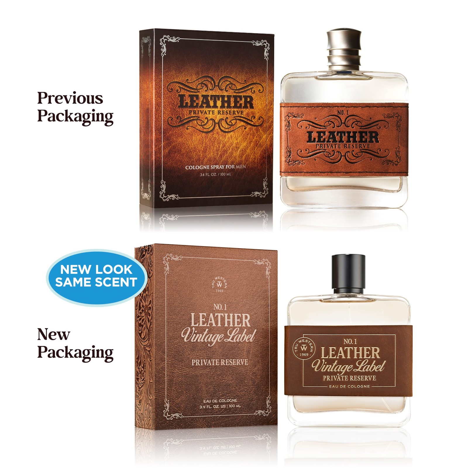 Leather No. 1 by Tru Western, Vintage Label Private Reserve, 3.4 fl oz 100 ml…