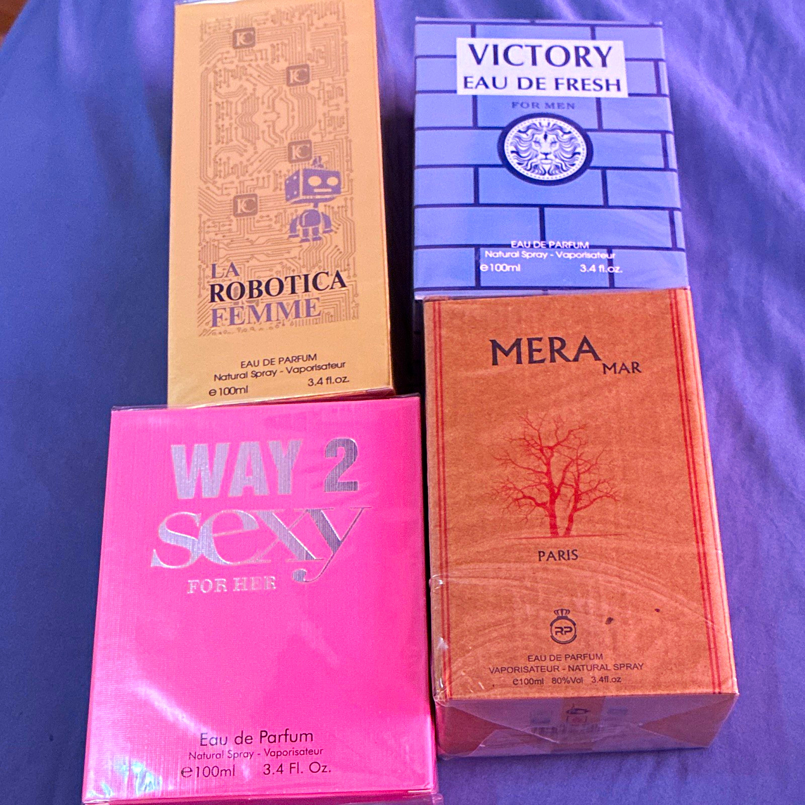 Victory Eau de Fresh Men Eau de Parfum Spray Regular Size 3.4 fl oz (4) pieces