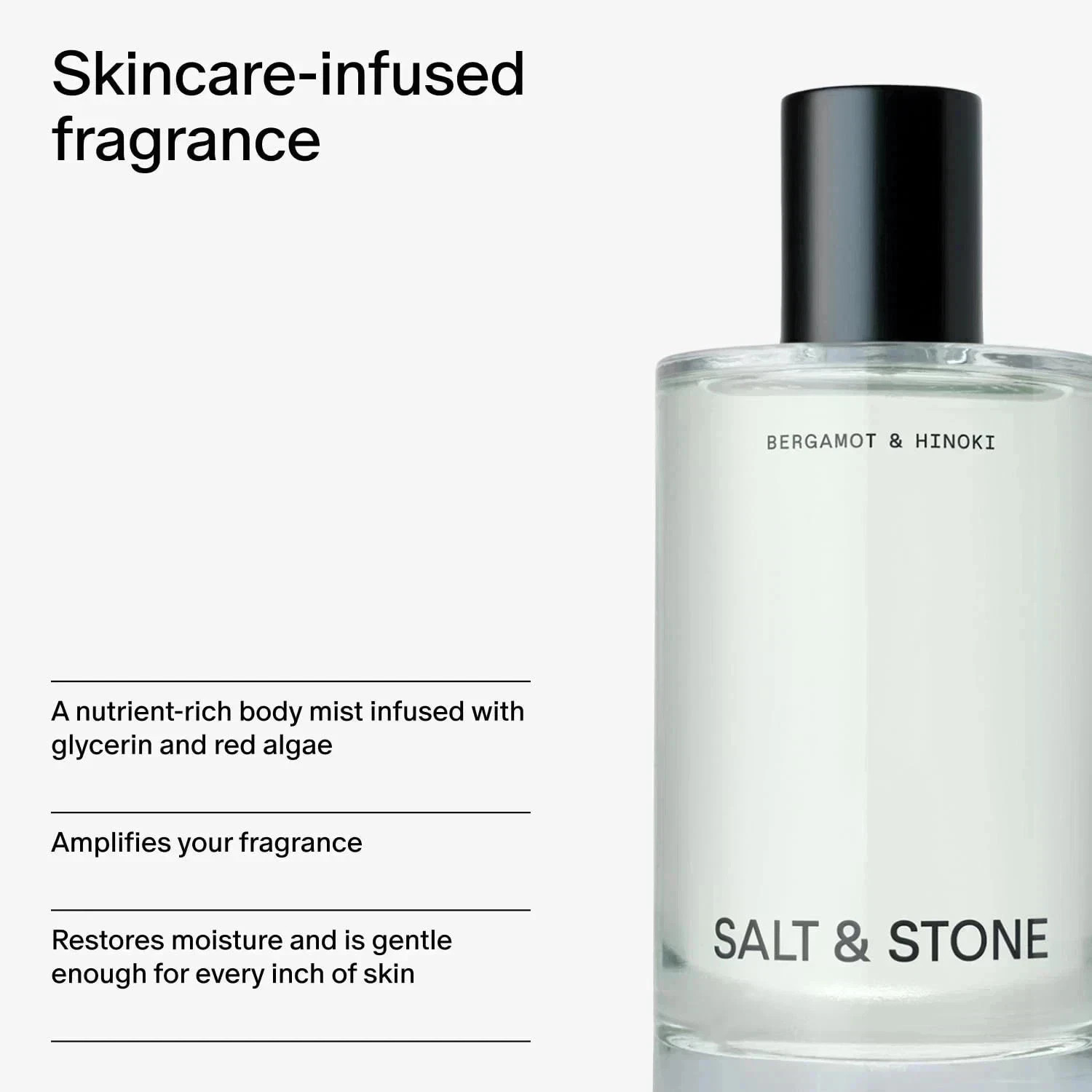 Salt & Stone Body Mist, Bergamot & Hinoki Scent, for Women and Men, 3.4oz/100ml