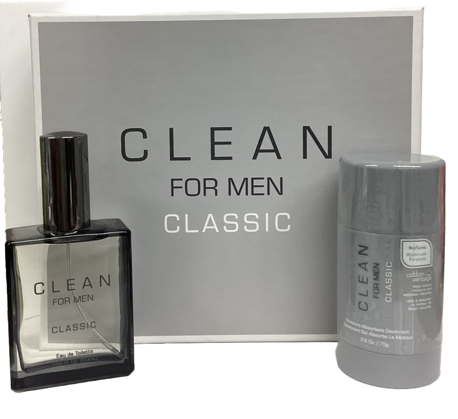 Clean For Men Classic Eau De Toilette 2.14oz Spray & Deodorant 2.6oz.