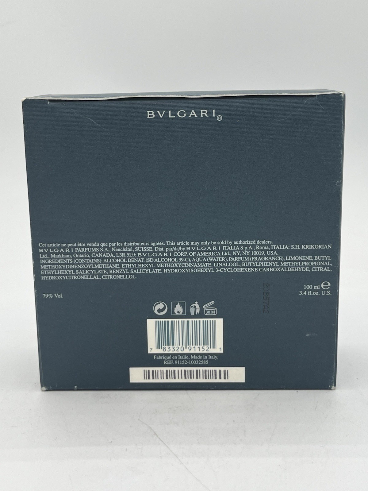 Bvlgari Aqva Pour Homme EDT 3.4 oz 100 Ml New Open Box 2011 Formula See Details*