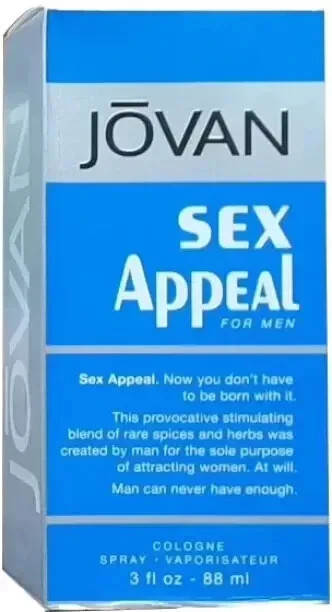 S-E-X APPEAL BY JOVAN 88ml CLASSIC COLOGNE SPRAY FIRST ORIGINAL FORMULA