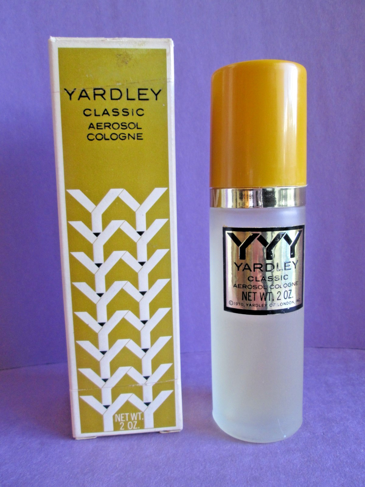 YYY Yardley Classic Aerosol Cologne Men Spray 1970s Vintage 2 oz New in Worn Box