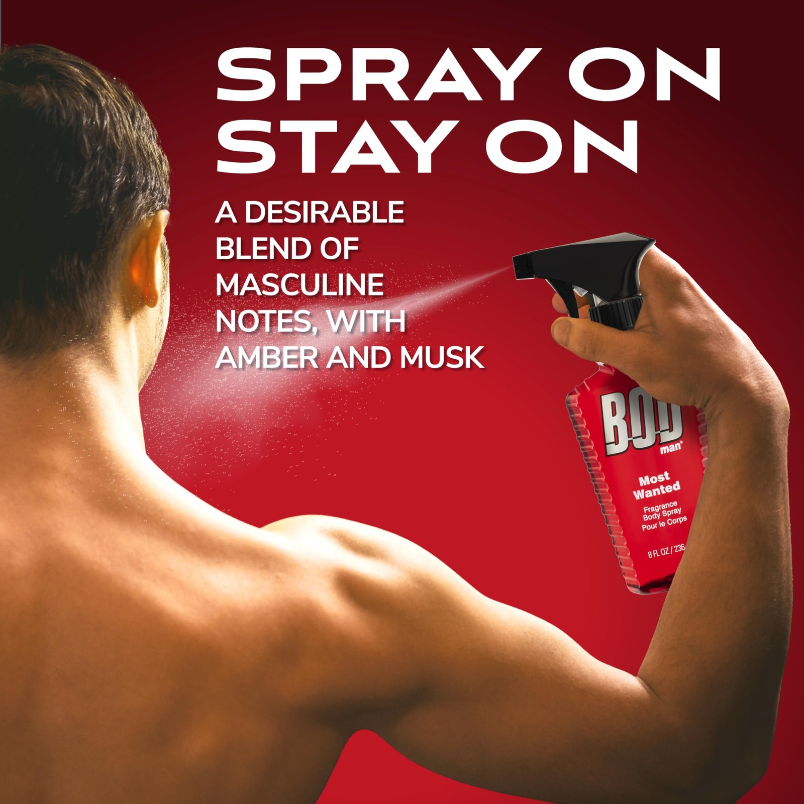 BOD man Fragrance Body Spray, Most Wanted | 8 fl oz 8 Ounce (Pack of 2), 투명.