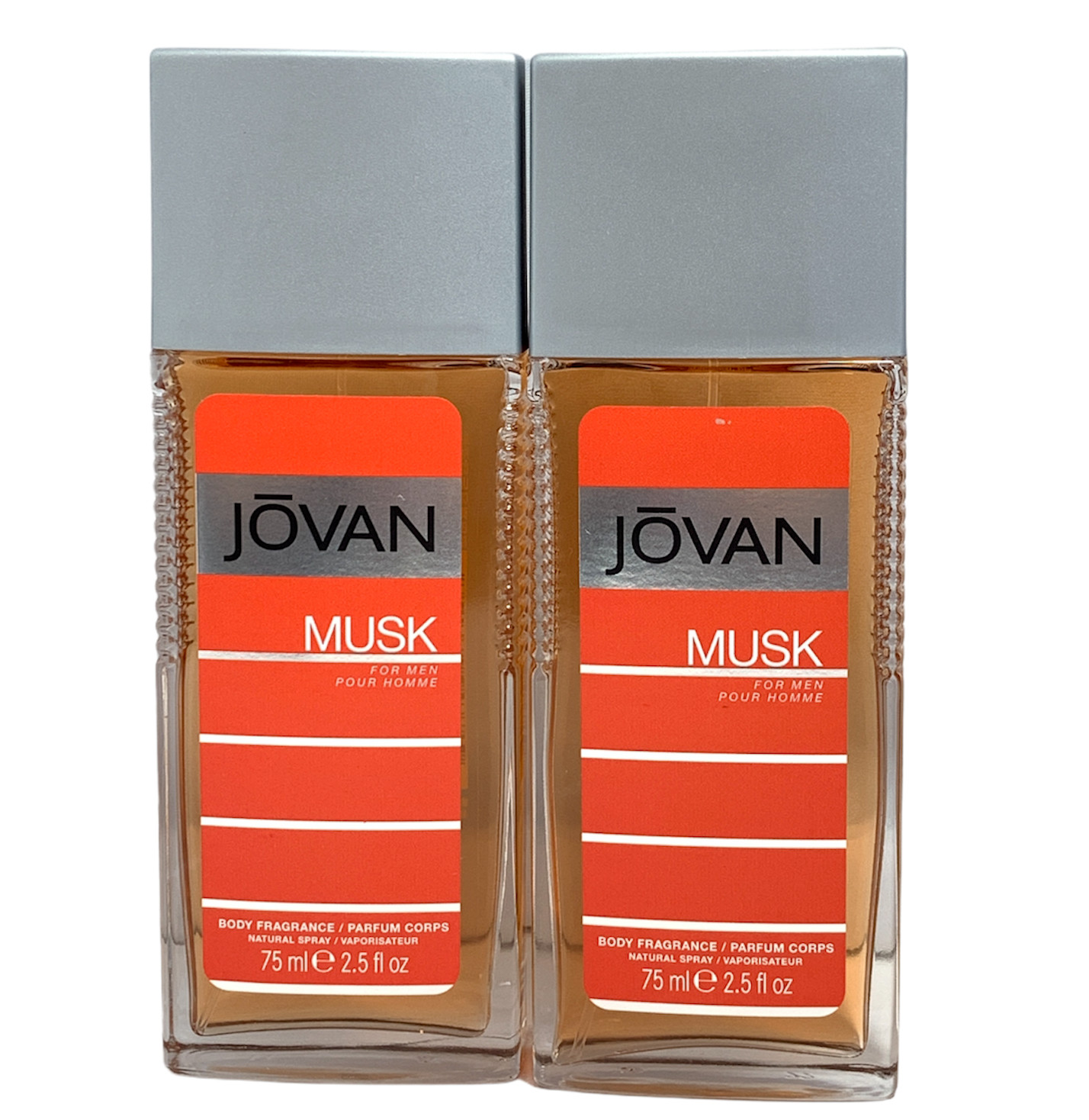 Jovan Musk For Men Body Fragrance Natural Spray 75ml/2.5fl.oz. New; LOT OF 2