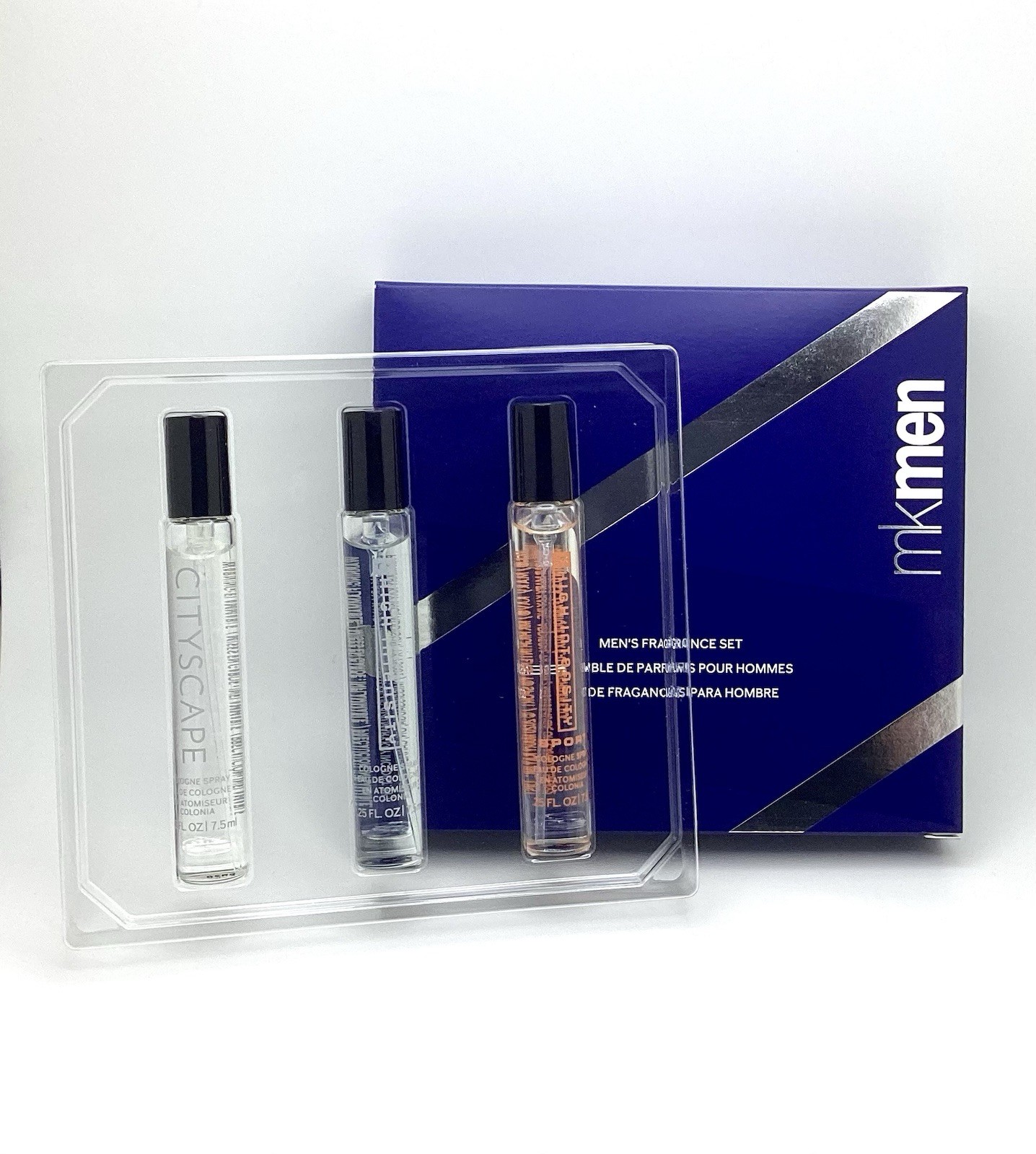 NEW MARY KAY MEN’S COLOGNE SET 3 TRAVEL SIZE SPRAYS CITYSCAPE, INTENSITY, SPORT!