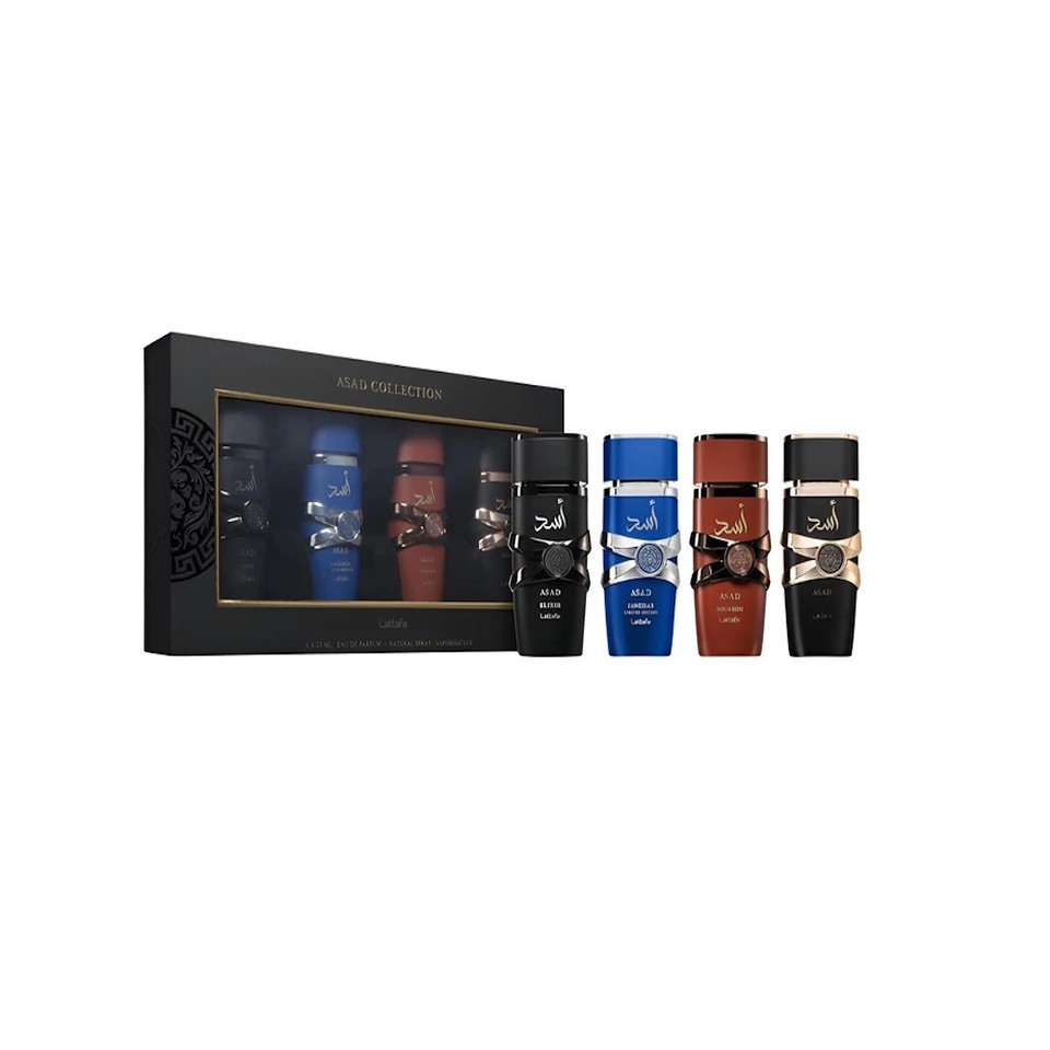 ASAD Eau De Parfum 4 PC 25 ml Gift Set Collection Spray for Men by Lattafa