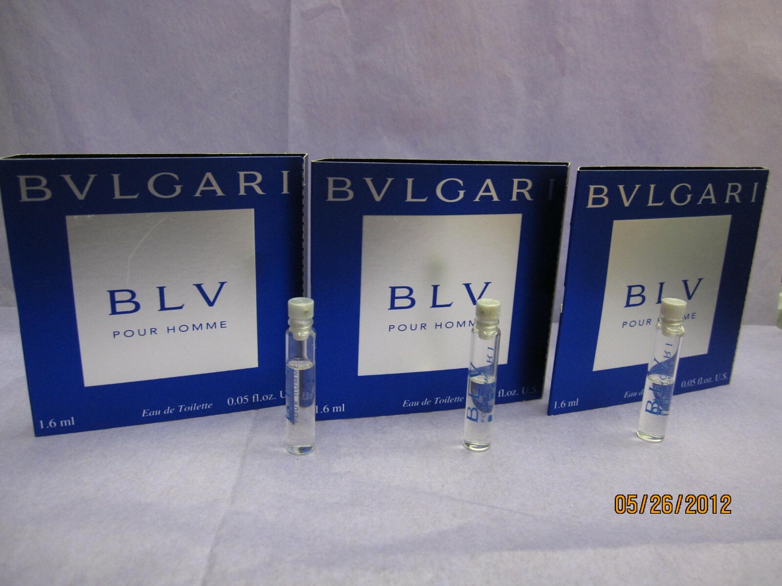 Lot 3 Vials BVLGARI BLV POUR HOMME 0.05 oz / 1.6 ML Eau De Toilette Sample Each