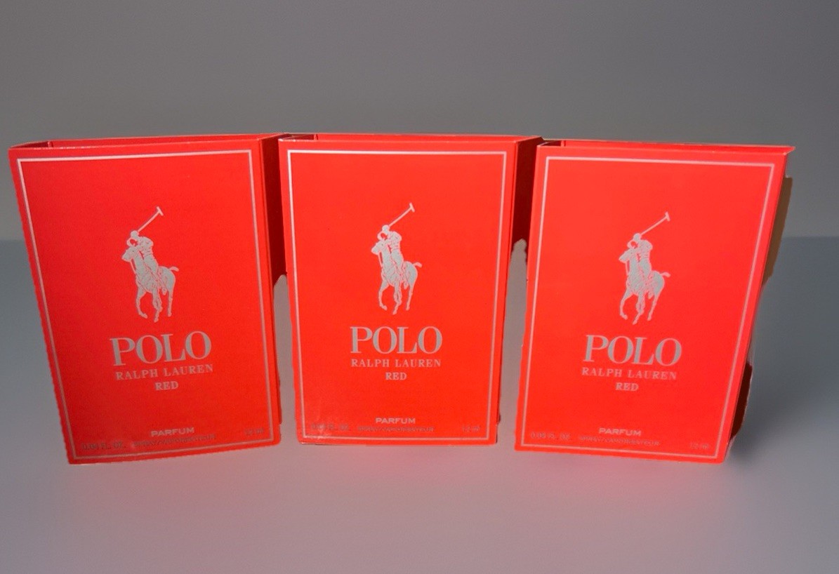 3 Polo Ralph Lauren RED Pure Parfum 3.6 mL 0.12 Oz TOTAL Perfume Spray For Men