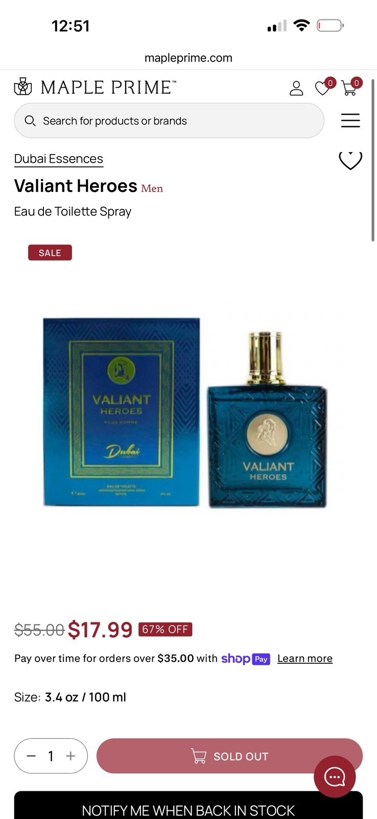 Dubai Valiant Heroes Pour Homme Eau de Toilette Spray 3 fl oz New In Sealed Box