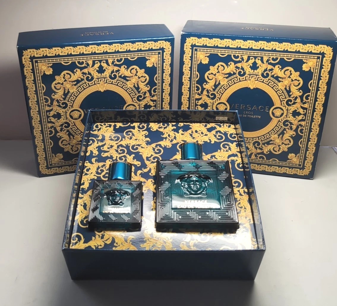 NIB-Versace Eros Mens Fragrance Cologne 3.4oz + Small Parfum 1oz Box Set
