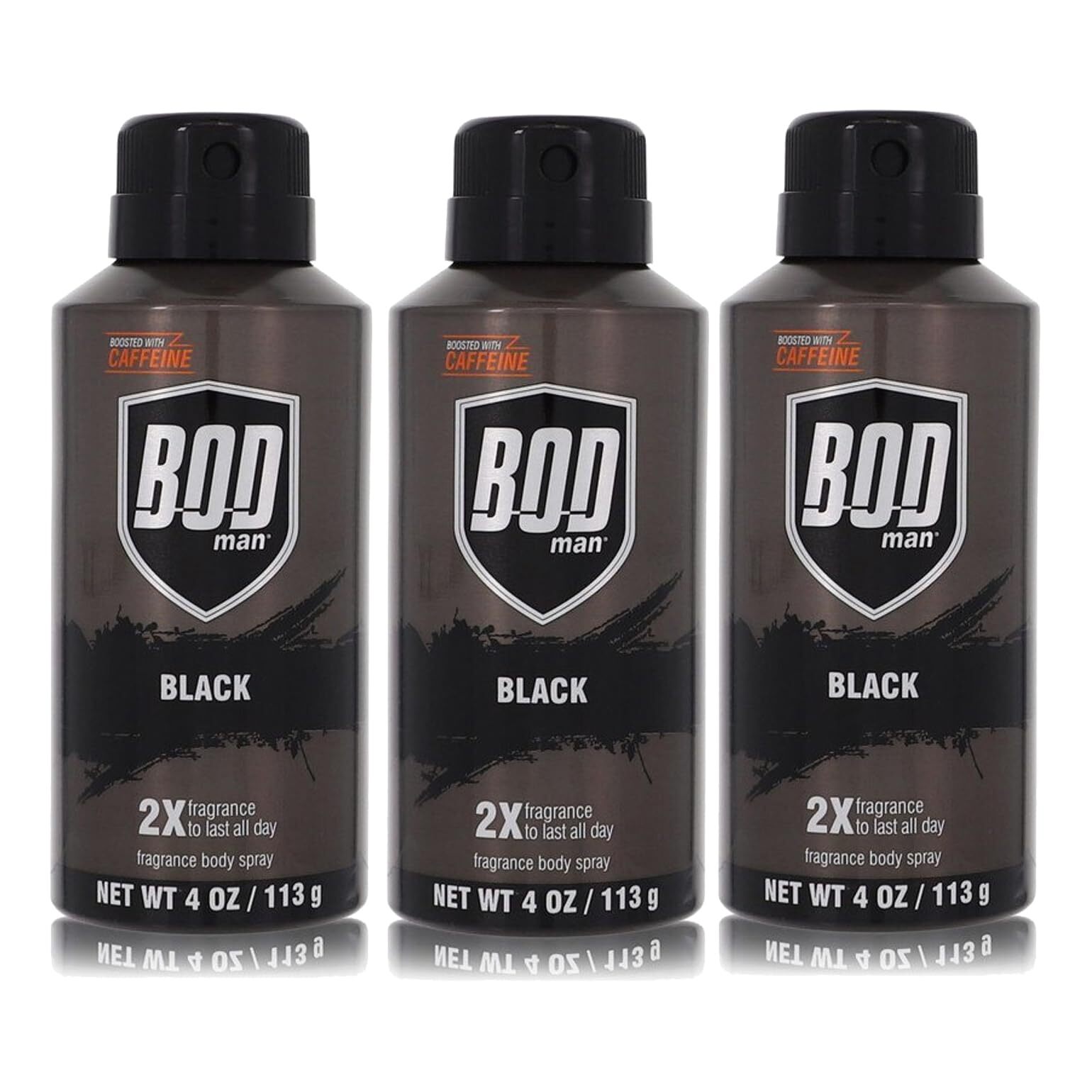 Bod Man Black Fragrance Body Spray for Men 4 oz Pack of 3