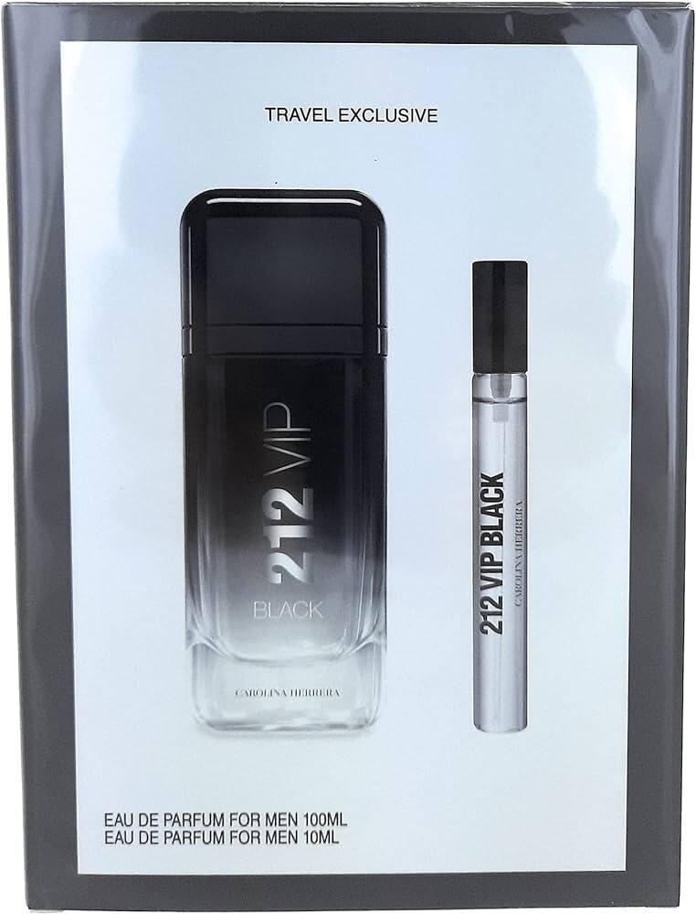 Gift Set 212 VIP Black By Carolina Herrera 2pc 3.4 oz. EDP + 10ml EDP Men Travel