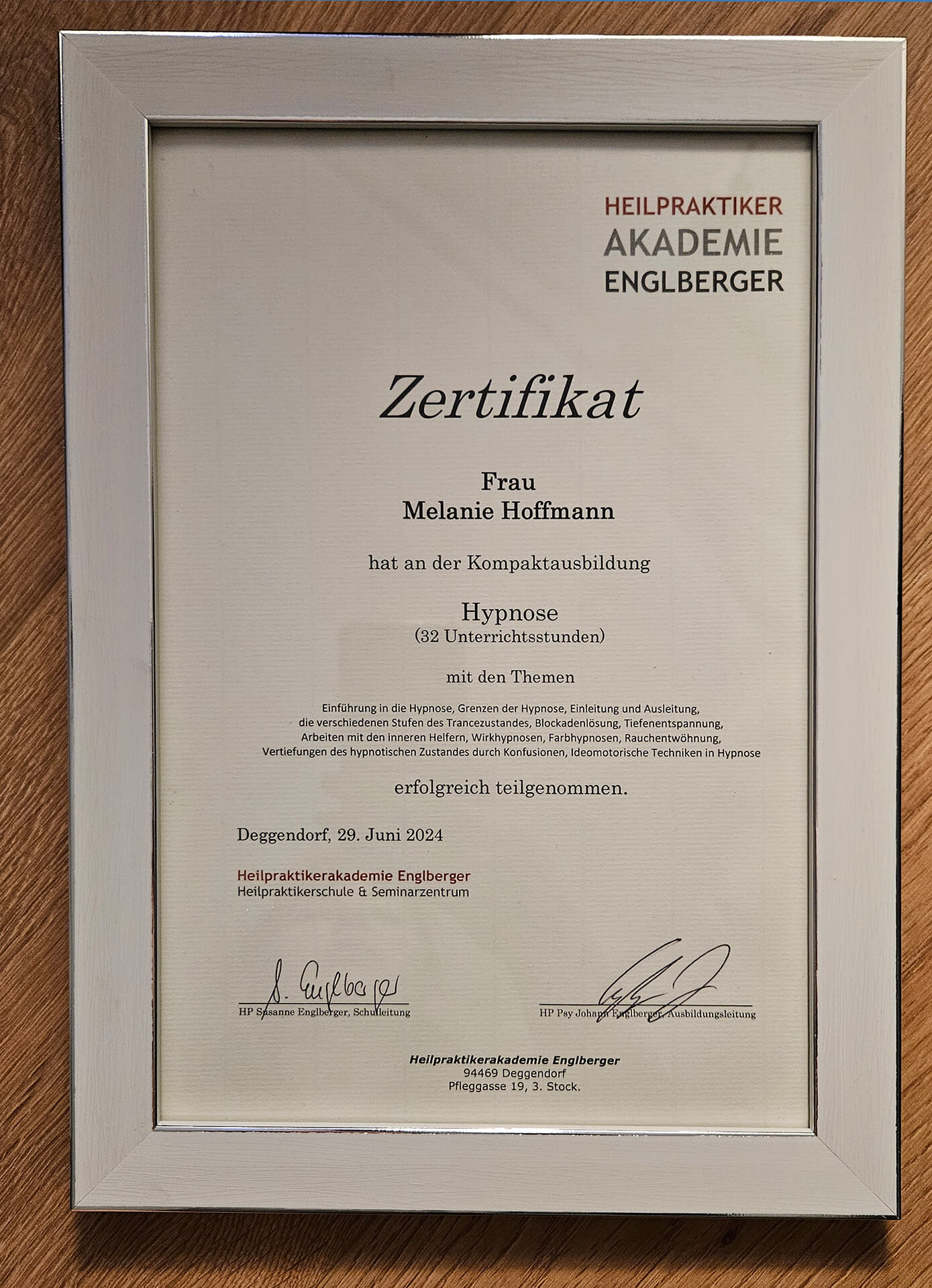 Zertifikat Hypnose
