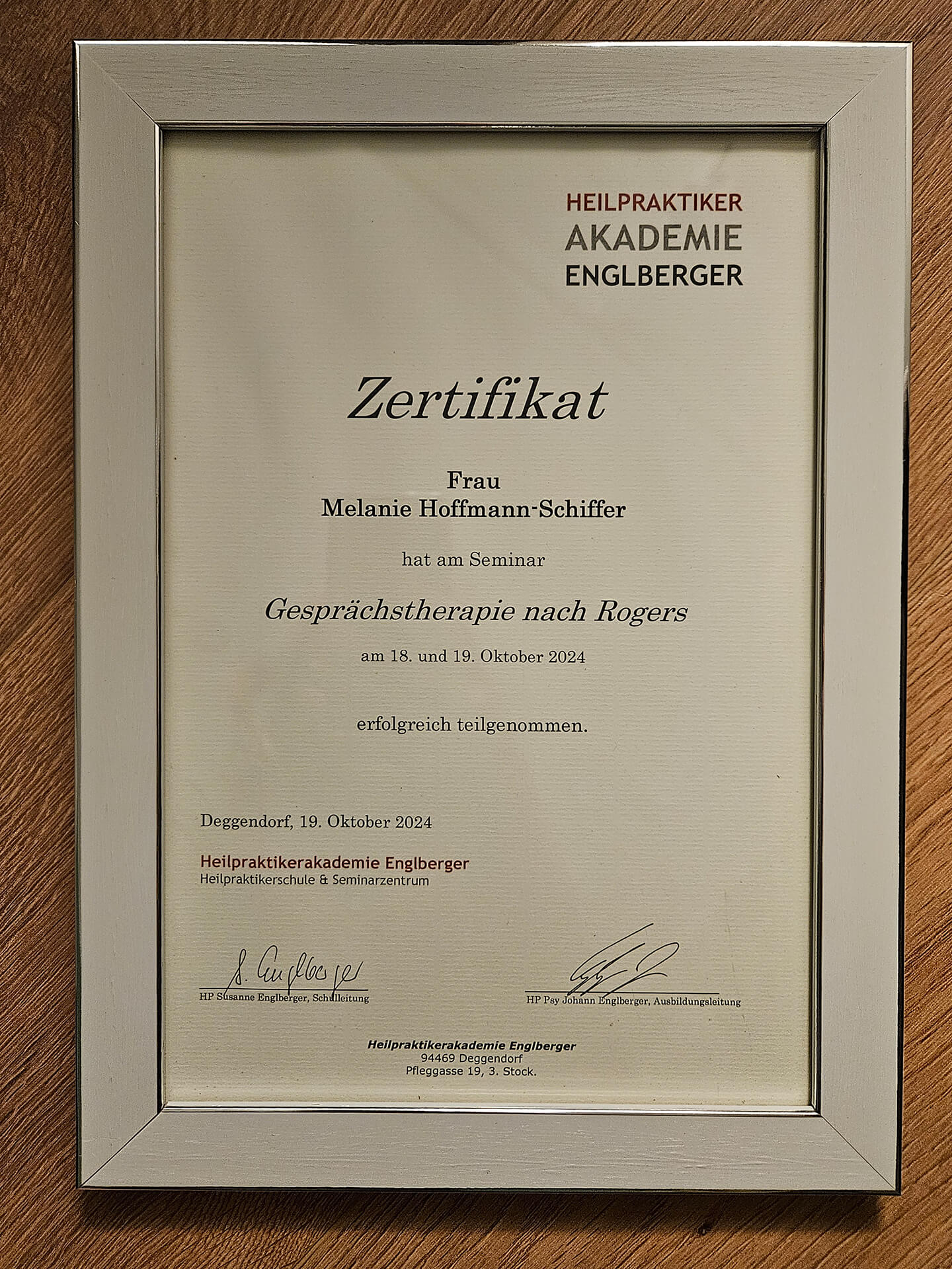 Zertifikat Gesprächstherapie nach Rogers